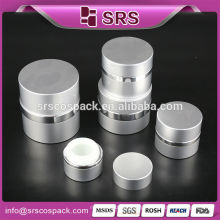 Qualidade superior forma redonda alumínio prata bom design acrílico jar embalagem cosméticos rodada